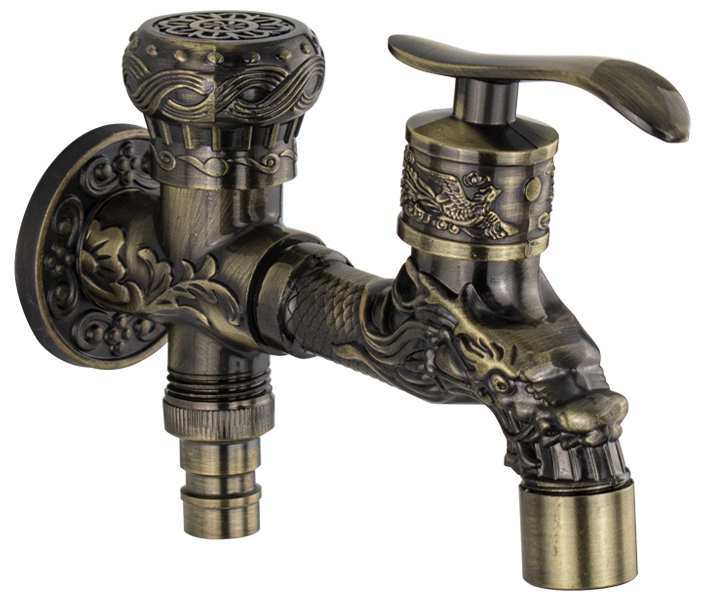 САНАКС (92552), Кран водоразборный 1/2", металлокерамика, с двойным выходом, цвет БРОНЗА