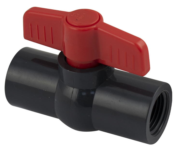 TITAN (4750), Кран шаровый 1/2" м/м, ручка-бабочка, полипропиленовый, из АБС пластика серого цвета
