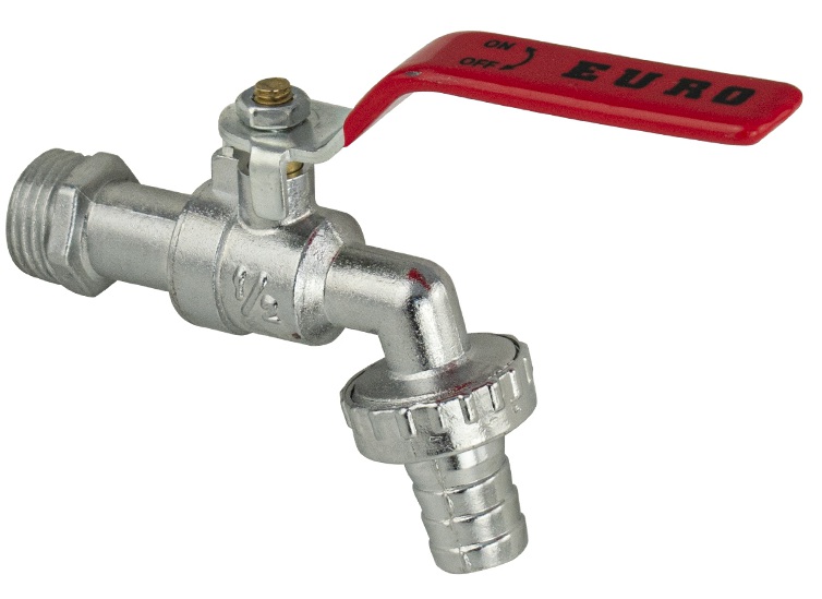 МАК (31308), Кран водоразборный 1/2", ручка "рычаг" красная
